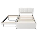 Full Size Upholstery Platform Bed With Trundle,Trundle Can Be Flat Or Erected, Beige Box Spring Not Required Full Beige Bedroom Linen Upholstered