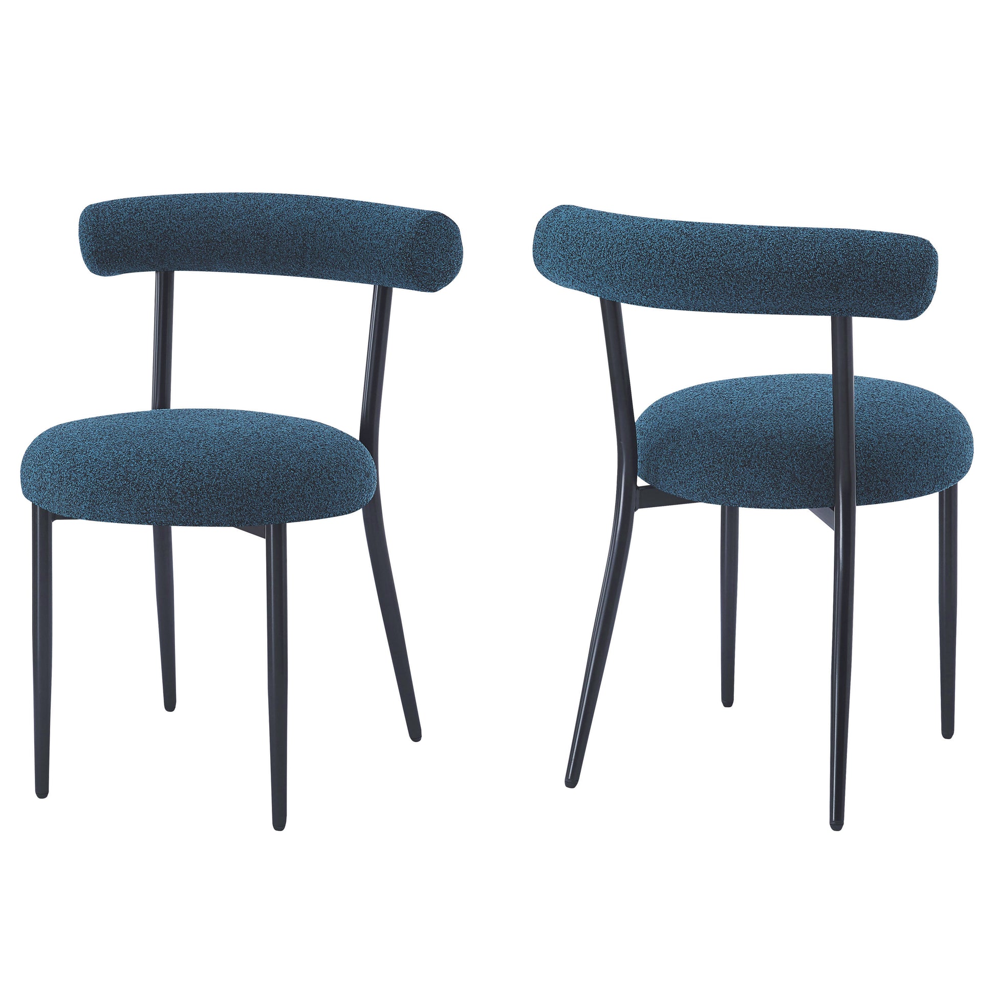 Dining Chair Set Of 2 Blue Fabric