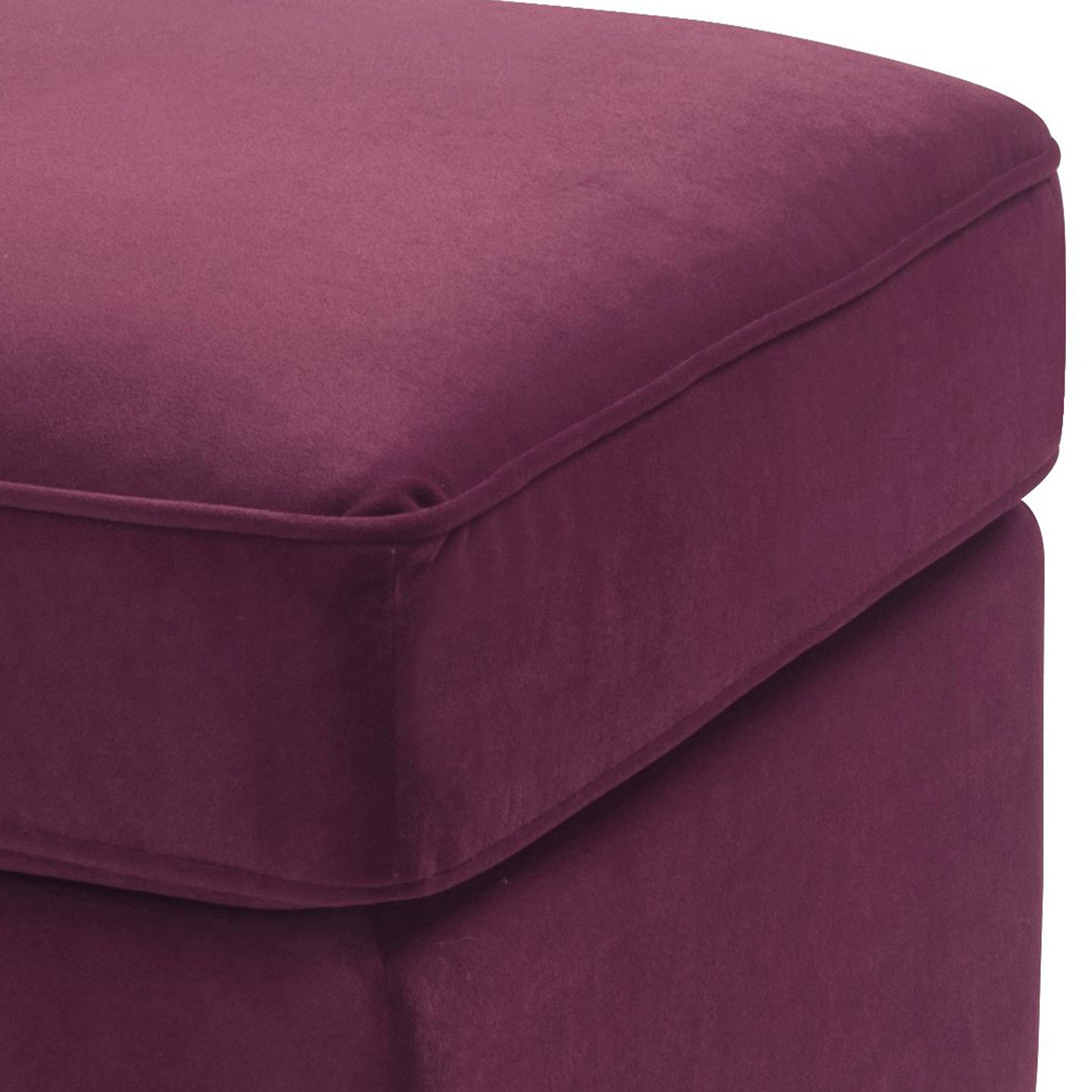 Burdy Rectangle Ottoman Burgundy Primary Living Space Solid Luxury Pine Rectangle Fabric Metal