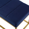 Modern Tufted Channel Entryway Bench Emerald Velvet Upholstered End Of Bed Bench With Metal Frame,Footboard Bench For Living Room, Bedroom Navy Foam Velvet