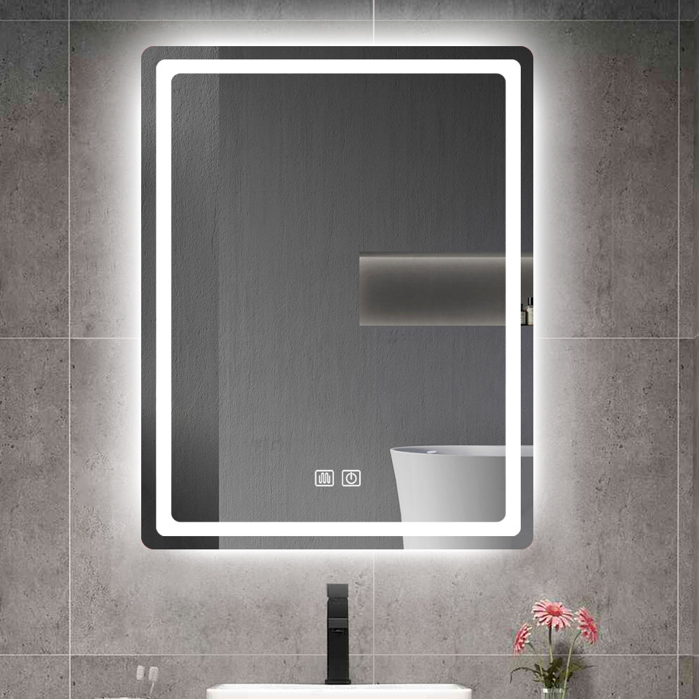 31In. H Led Single Bathroom Vanity Mirror In Polished Crystal Bathroom Vanity Led Mirror For Bathroom Wall Smart Lighted Vanity Mirrors Natural Glass