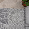 Naar Guros Collection 2X8 Grey White Geometric Indoor Outdoor Area Rug Grey White Polypropylene