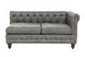 Slate Gray 3Pc Sectional Set 2X Reversible Loveseat Chaise And 1X Ottoman Tufted Couch Pillows Light Slate Grey Faux Leather Wood Primary Living Space Tight Back Contemporary,Luxury,Traditional L