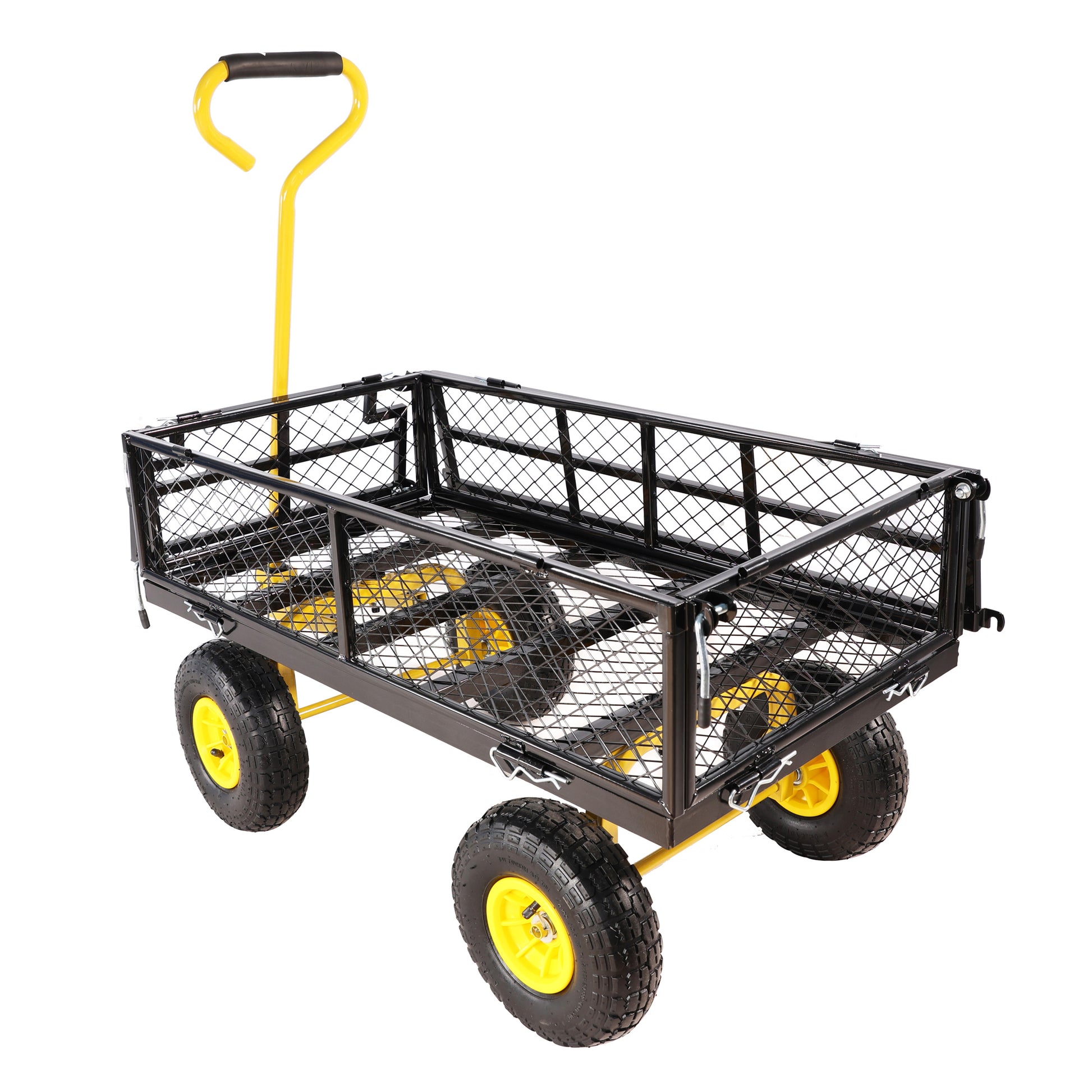 Wagon Cart Garden Cart Trucks Make It Easier To Transport Firewood Yellow Black Black Garden & Outdoor Metal