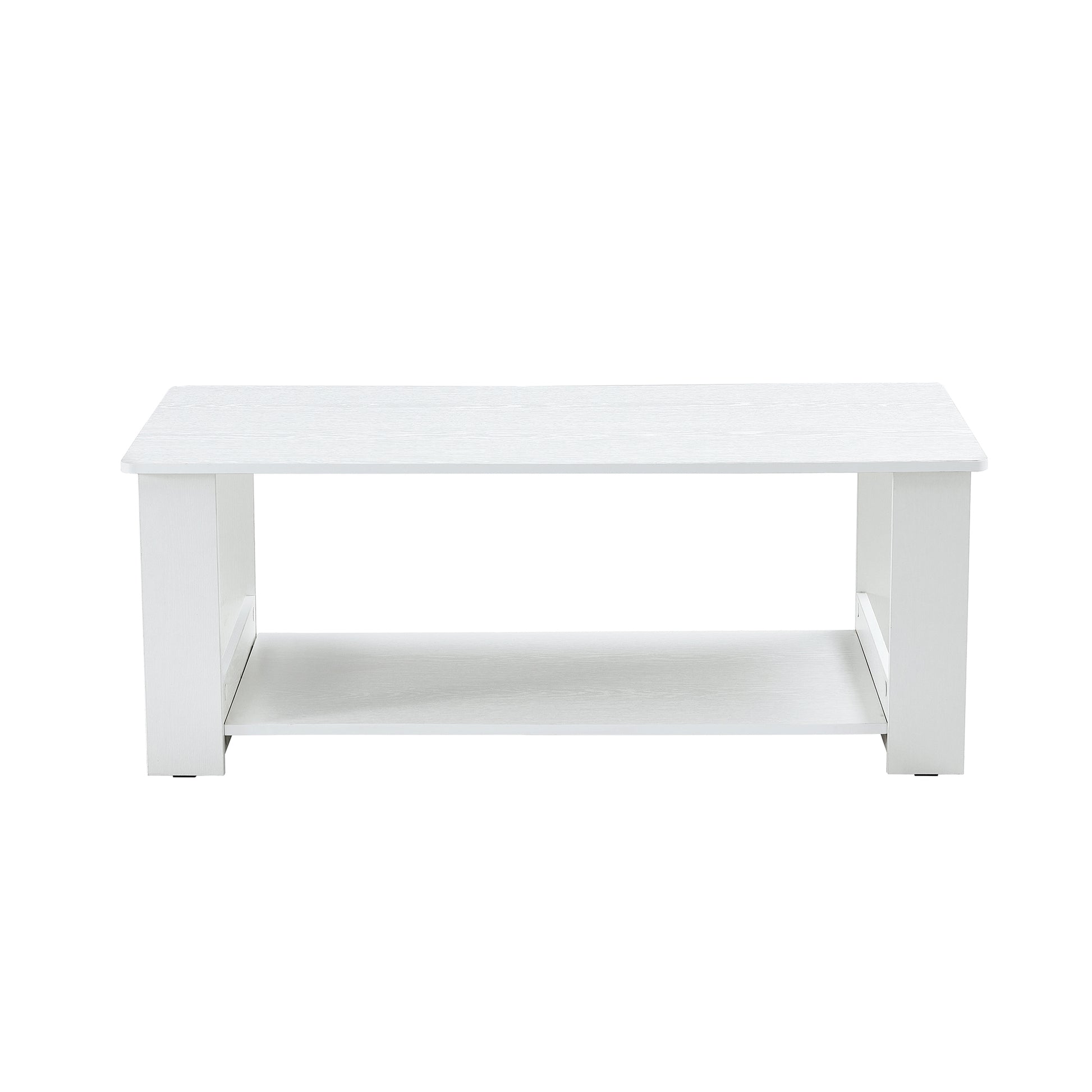 A Modern And Practical White Coffee Table. The Double Layered Coffee Table Is Made Of Mdf Material,. Suitable For Living Room, Bedroom, And Study.Ct 16 White Mdf