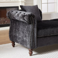 81 Inch Chenille Face To Face Chaise Lounge With Two Pillows,Nailhead Trim,Button Tufted Design And Rolled Arms For Lounge, Living Room And Office Black Chenille 1 Seat