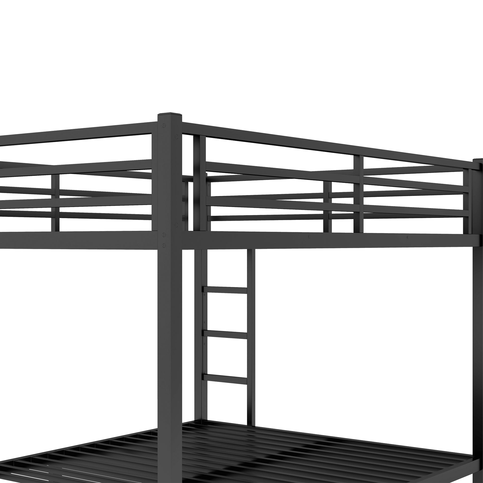 Metal Queen Over Queen Bunk Bed For Teens And Adults,Space Saving Noise Reduced No Box Spring Needed, Black Box Spring Not Required Queen Black Metal