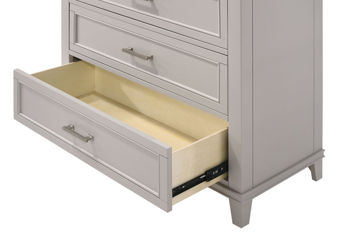 Gray 5 Drawer Chest Gray Solid Wood Mdf