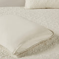 3 Piece Split Corner Pleated Quilted Bedspread Cream King Cream Polyester
