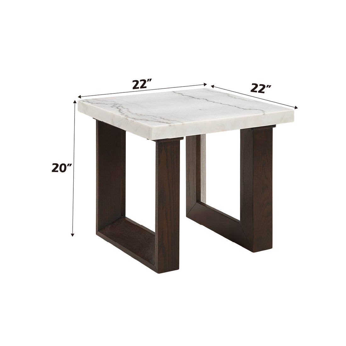 Edwyn End Table W Marble Top, Natural Marble Top & Espresso Finish Lv03206 White Wood