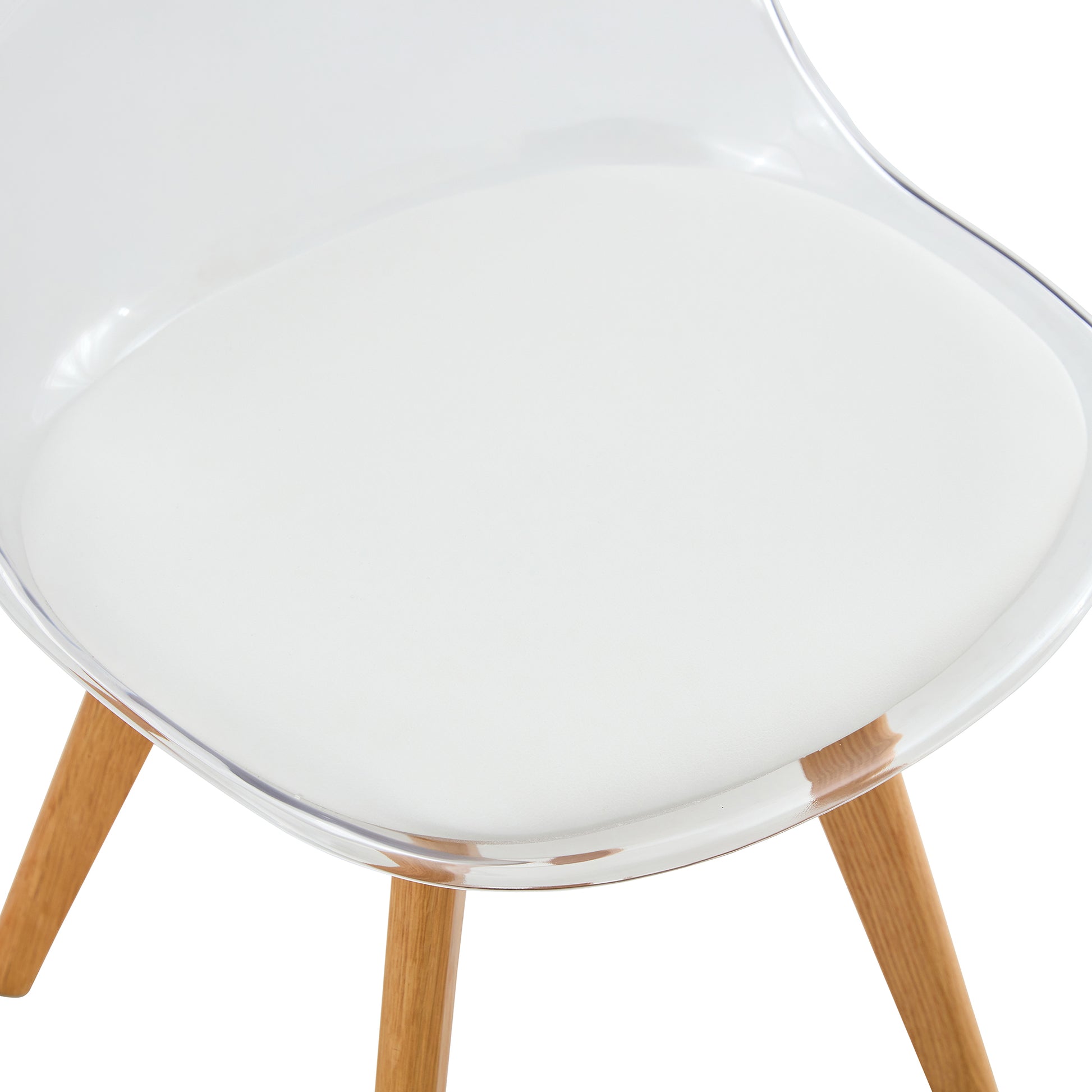 Modern Chairs Can Rotate 360 Degrees. The Backrest Is Made Of Pet Material, The Seat Cushion Is Made Of Pu Material, And The Support Legs Are Made Of Oak. Set Of 4 White Wood