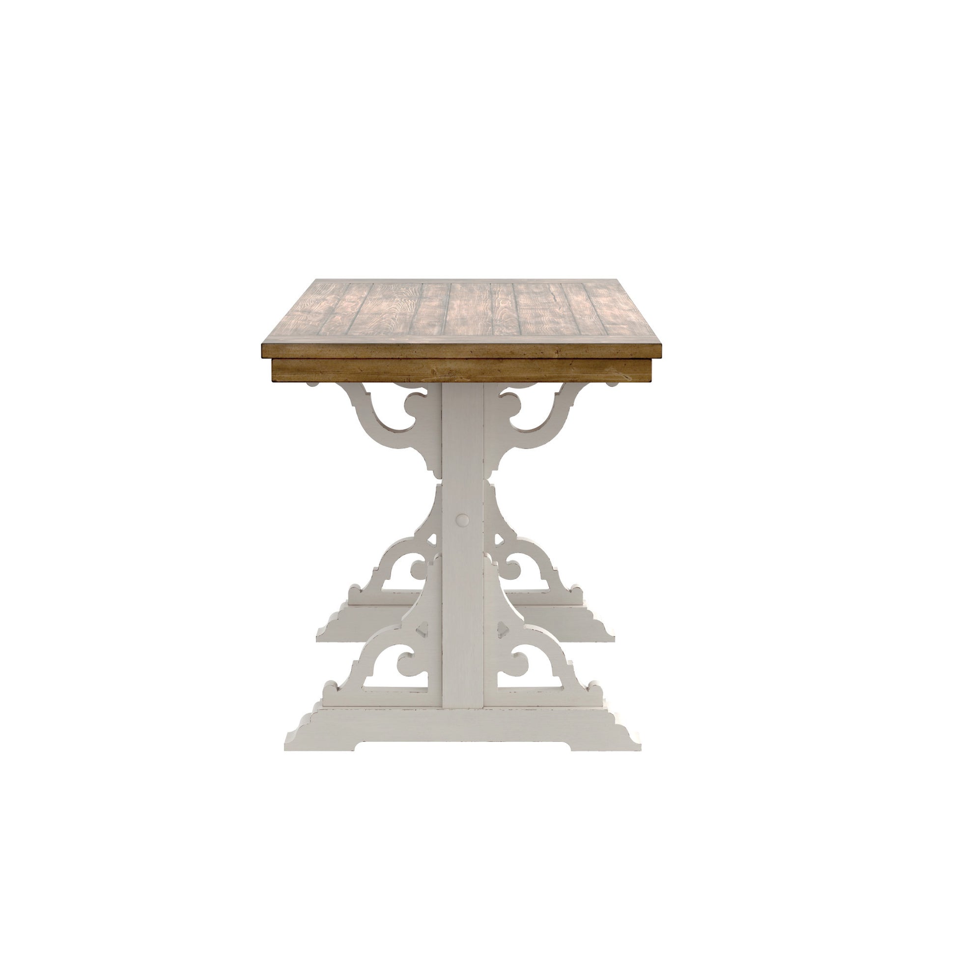 Haidel Brown And White Trestle Gathering Table Brown White Solid Wood