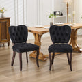 French Vintage Tufted Upholstered Fabric Dining Chair,Set Of 2,Black,Sw1869Bk Black Dining Room American Design Dining Chairs Rubberwood Set Of 2 Foam Velvet