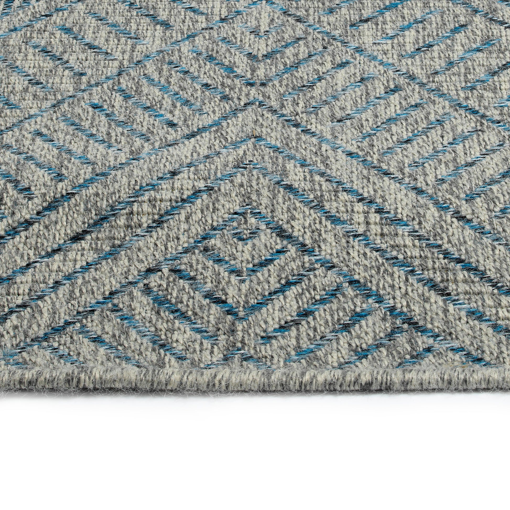 Modern, Transitional, Geometric, Southwestern, Textured High Low Cut & Loop 5'3" X 7'6" Rectangle Area Rug Blue Polypropylene