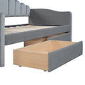 Twin Size Upholstered Daybed With 2 Drawers ,Velvet Sofabed With Usb Charging Ports,No Box Spring Needed,Gray Twin Gray Velvet