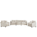 Luxurious And Sophisticated Sofa Set With Soft Cushions And Pillows, 3 Pieces Sofa Set Consisting Of Two Single Sofas And A 3 Seater Sofa In Light Beige Corduroy Fabric Beige Corduroy 5 Seat