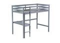 Twin High Loft Bed, Rubber Wood Loft Bed With Safety Guardrail, Built In Desk, Ladder,Grey Twin Grey Rubber Wood