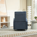 Jiada Upholstered Swivel Glider.Flannel Fabric.Rocking Chair For Nursery In Navy Blue.Modern Style One Left Bag Navy Blue Primary Living Space Foam Corduroy