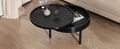 Modern Round Wood Rotating Tray Coffee Table With Storage & Metal Legs In Black Black Metal,Rubber Wood
