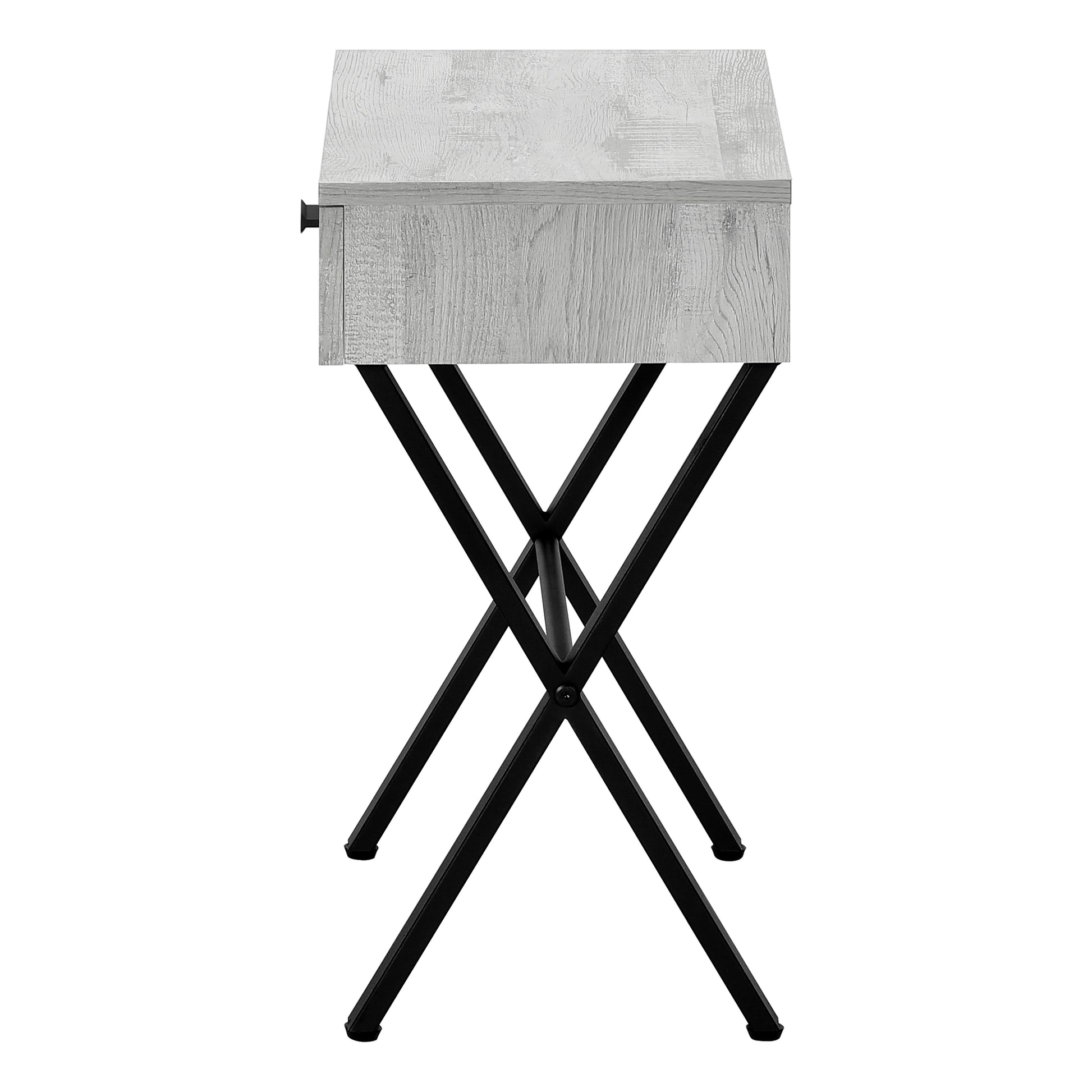 Accent Table, Side, End, Nightstand, Lamp, Storage Drawer, Living Room, Bedroom, Grey Laminate, Black Metal, Contemporary, Modern Grey Particle Board