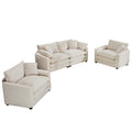 Warm And Cozy Sofa Set With Soft Cushions And Pillows, Home Theater Style Sofa Set Consisting Of One 2 Seater Sofas And Two Single Sofa In Light Beige Corduroy Fabric Beige Corduroy 4 Seat