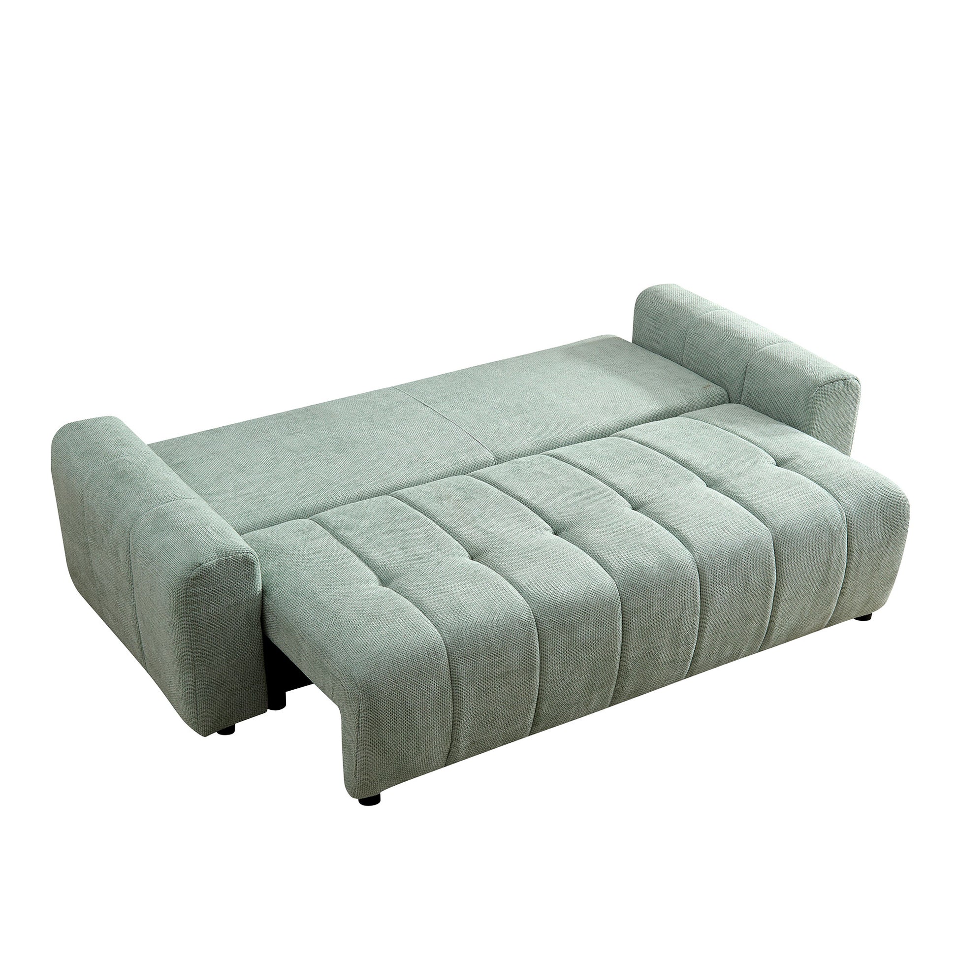 94.49''Sleeper Sofa, Sofa Bed 2 In 1 Pull Out Couch Bed With Storage Chaise For Living Room, Sofa Sleeper With Pull Out Bed, Light Green Style Couch Light Green Fabric 3 Seat