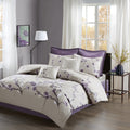 8 Piece Cotton Comforter Set Purple Taupe Queen Queen Purple Taupe Polyester