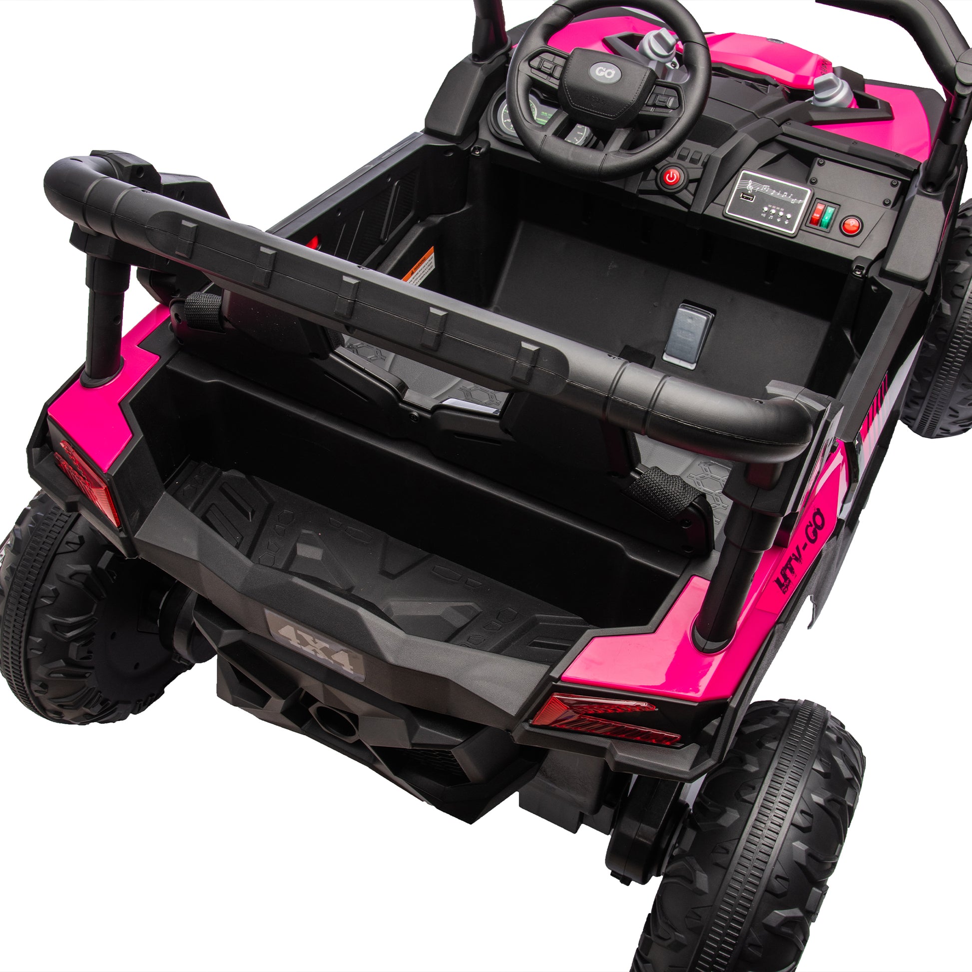 24V Two Seater Kids Ride On Utv W Parents Remote Control,Four Wheel Suspension,Slow Start,Large Wheel Design,Anti Collision Bar,Storage Space,Music,Usb,Bluetooth,Volume Control,Led Lights For Kids 3 . Pink 100 149 Lbs Polypropylene