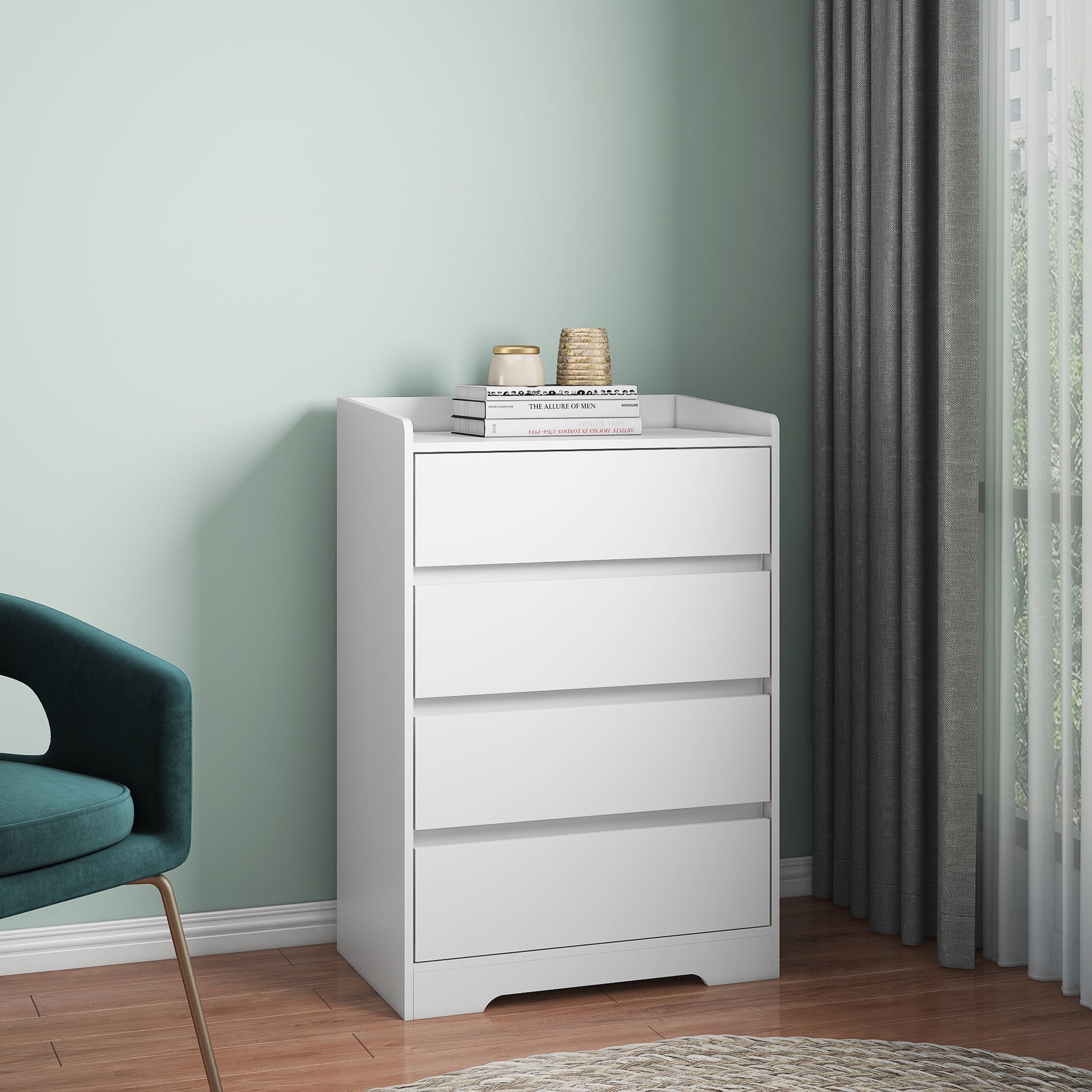 4 Drawer Dresser, Chest Of Drawers Without Handle, White Dresser For B 4 Drawer Dresser, Chest Of Drawers Without Handle, White Dresser For B