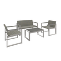 Aluminum And Rattan Modern 4 Piece Sofa Seating Group For Patio Garden Outdoor Yes Complete Patio Set Gray Silver Mildew Resistant Frame Fade Resistant Cushion Garden & Outdoor Modern Complete Patio Sets Aluminium Aluminium