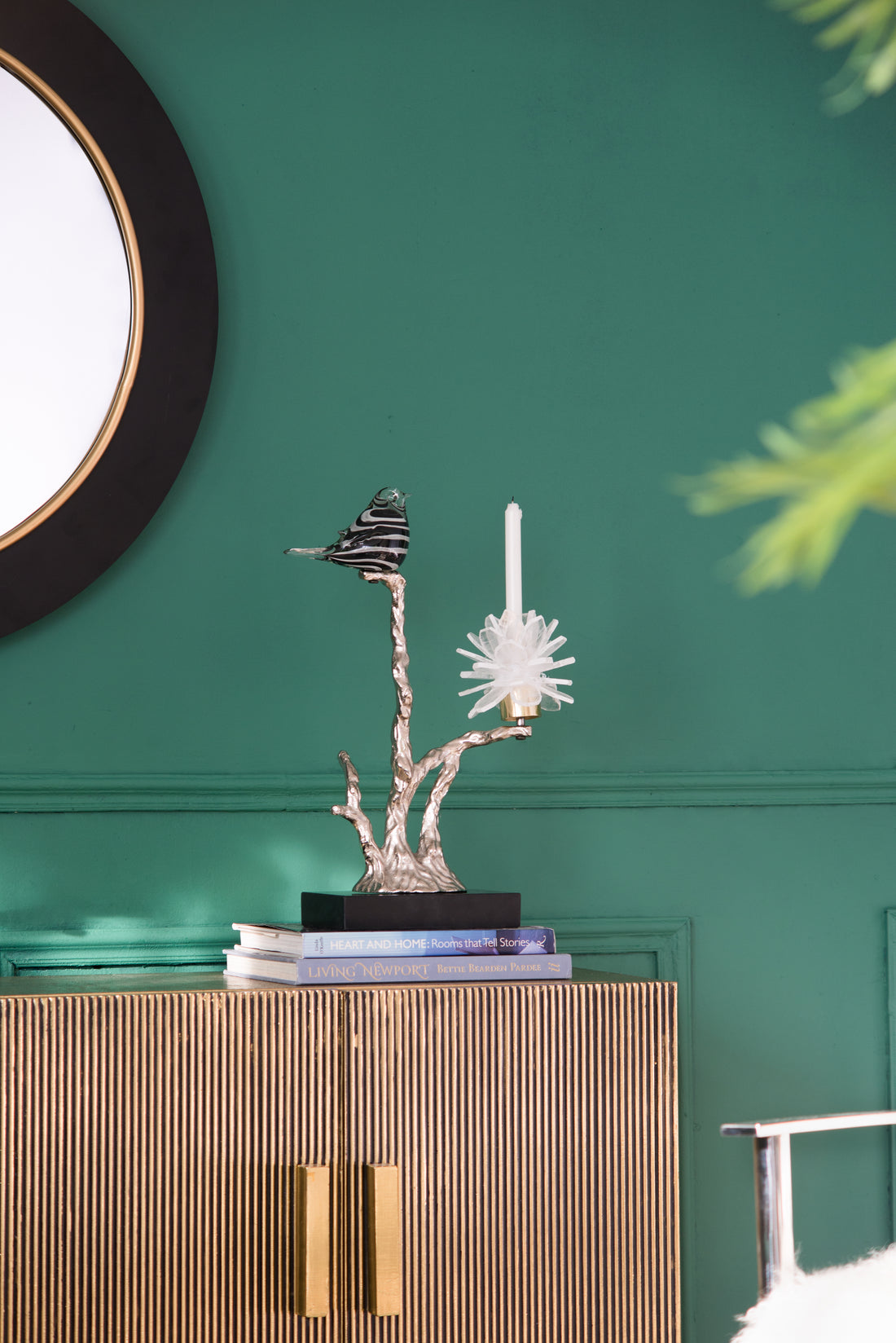 Aluminum Candle Holder With Marble Stand, 8X5X15" Multicolor Aluminium