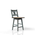 Swivel Counter Stool Aqua Blue Solid Wood Mdf