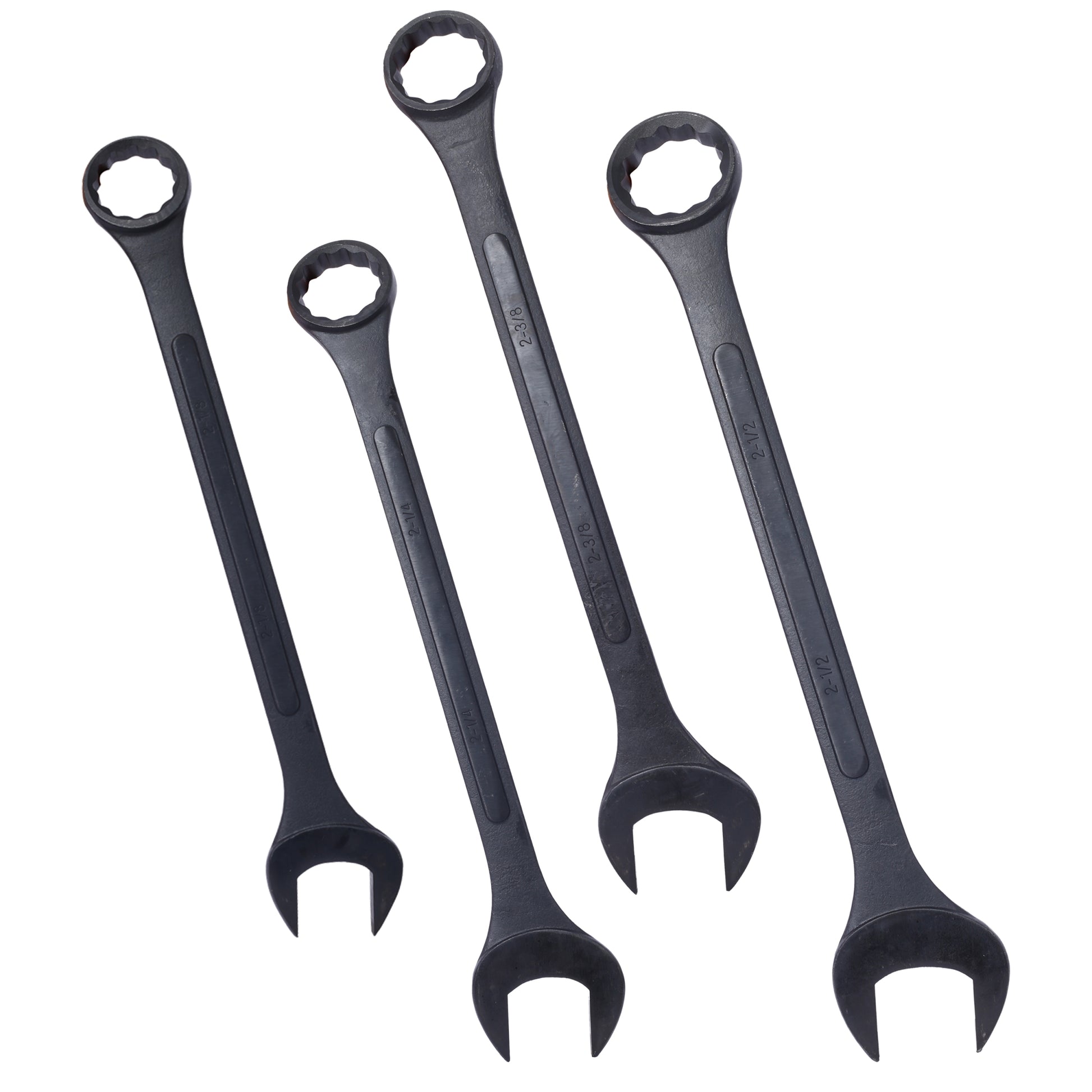 Sae Jumbo Combination Wrench Set Extra Large, 4 Piece ,Storage Bag Included ,Black Oxide Black Carbon Steel