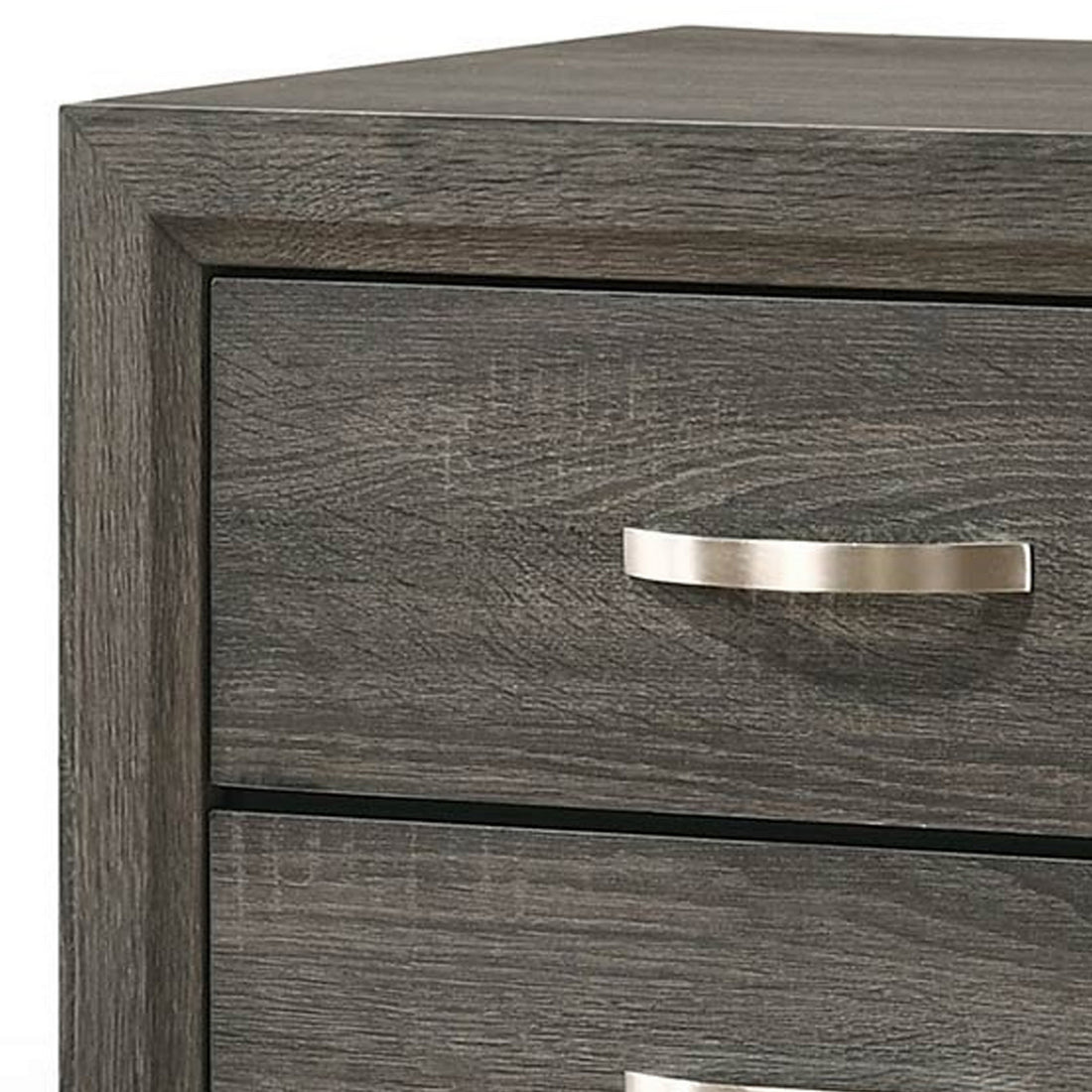 Two Drawer Nightstand With Tapered Feet, Weathered Gray Gray Wood