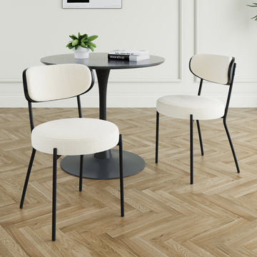 Modern Grey Simple Teddy Velvet Dining Chair Upholstered Chair Family Bedroom Stool Back Dressing, Black Round Table Set,Bentwood Covered With Ash Veneer Chair Back,Chair Black Metal Legs Set Of 3 Black Mdf