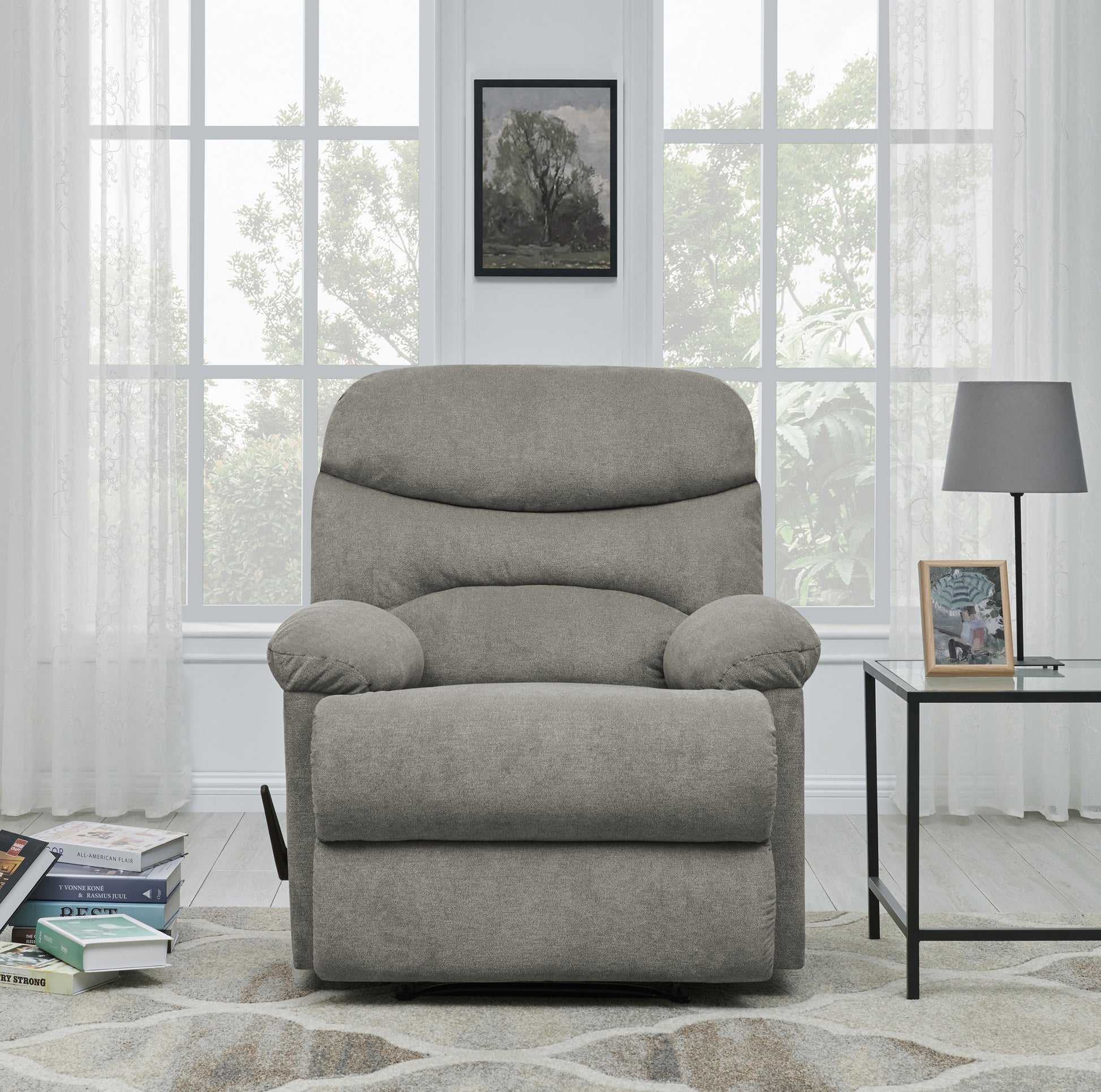 The Grayson Gray Polyester Manual Handle Wood Cushion Back Polyester