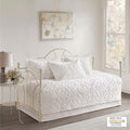 5 Piece Tufted Cotton Chenille Daybed Set Off White Daybed Off White Cotton