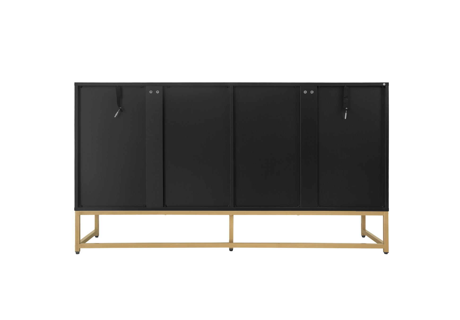 Carved 4 Door Sideboard ,Sideboard Buffet Cabinet With Storage ,Modern Coffee Bar Cabinet With Adjustable Shelf For Living Room,Diningroom,Kitchen Black Particle Board Mdf