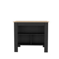 Brooklyn Kitchen Island In Melamine With Open Storage,Light Pine Black Multicolor Particle Board Melamine