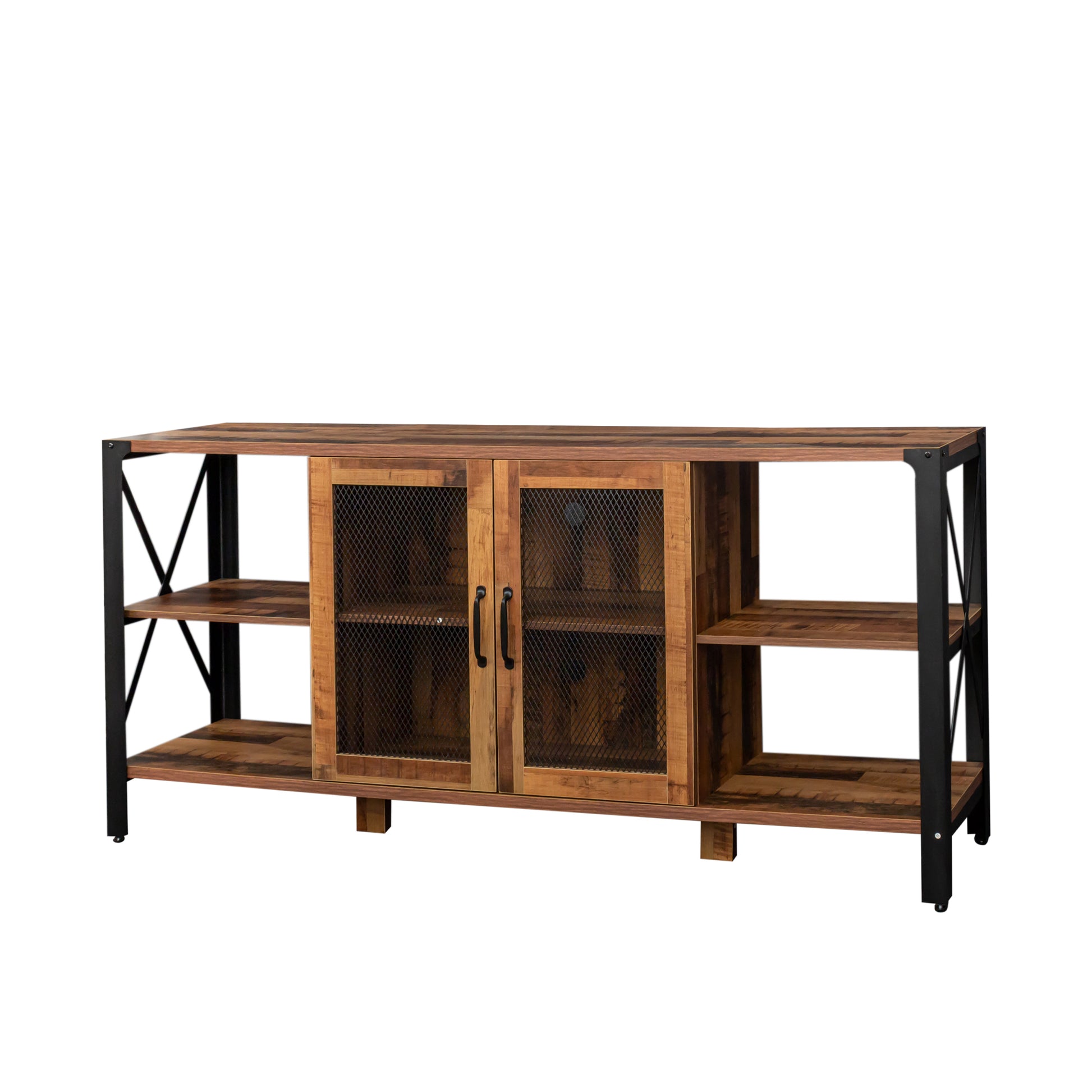 Tv Stands For Living Room, Industrial Tv Stand For Bedroom Furniture, Farmhouse Tv Stand 80 Inch Television Standmodern Horizontal Wood And Metal Open Bookshelf Walnut 70 79 Inches Particle Board Mdf