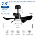 28' Ceiling Fans With Lights And Remote App Control, Low Profile Ceiling Fans With 5 Reversible Blades 3 Colors Dimmable 6 Speeds Ceiling Fan For Bedroom Kitchen Black Casual,Classic Abs Steel Q235