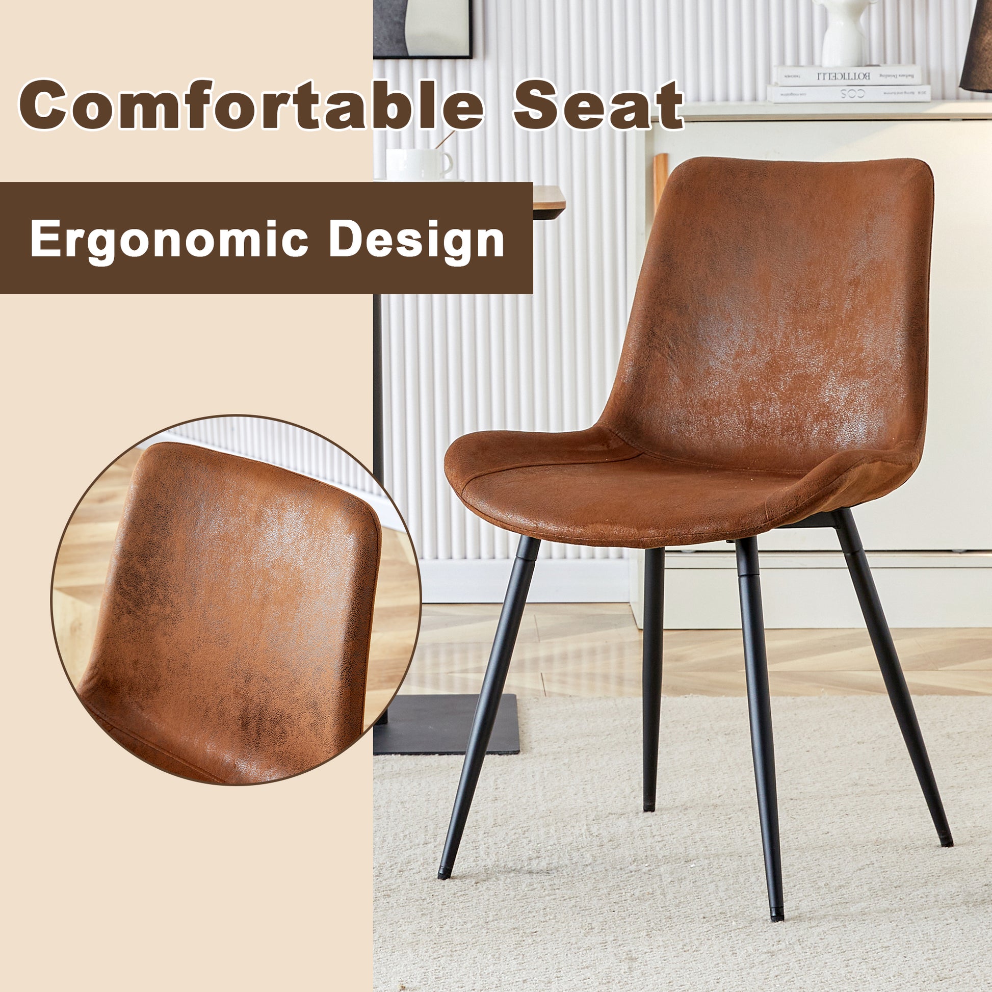 Table And Chair Set. Modern Dining Table With Mdf Top And Beautiful Mdf Legs. Comes With Brown Comfortable Chair With Seat And Metal Legs. Suitable For A Wide Range Of Decorative Styles. Brown,Wood Seats 4 Mdf