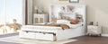 Queen Size Platform Bed With Storage Headboard And 2 Drawers, White Box Spring Not Required Queen White Wood Bedroom Bed Frame Solid Wood Mdf