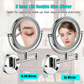 8 Inch Led Wall Mount Two Sided Magnifying Makeup Vanity Mirror 12 Inch Extension Chrome Finish 1X 3X Magnification Plug 360 Degree Rotation Waterproof Button Shaving Mirror Chrome Stainless Steel