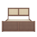 Queen Size Wood Storage Platform Bed With 4 Drawers, Rattan Headboard, Espresso Box Spring Not Required Queen Antique Espresso Wood Bedroom Bed Frame Wood Rattan