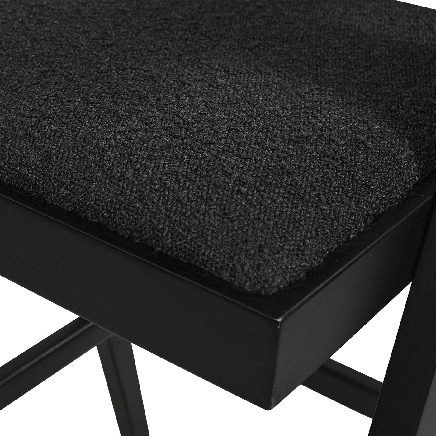 Milan 29.5" Modern Resin Webbing Back Bar Stool With Arms, Set Of 3, Ebony Black Boucle Black Foam Boucle