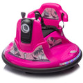 12V Kids Ride On Bumper Car W Parents Control,Rotate 360 Degrees,Two Handed Switch For Direction Control,Bumper Strip,Light Belt,Mp3 Music,Bluetooth,Provide A Speed Of 0.75Mph For Kids Of 2 5 Rose