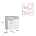 Omaha Dresser Multi Storage Compact Unit With Spacious 3 Drawers And Cabinet White White Particle Board