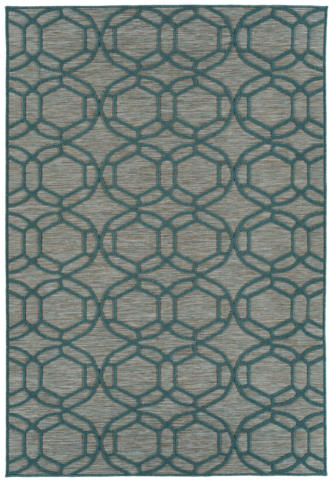 Contemporary, Transitional, Geometric, Textured, High Low Cut & Loop 2' X 3' Rectangle Throw Rug Teal Polypropylene