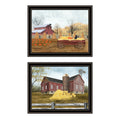 2 Piece Vignette Autumn Blessings Farm Life Black Framed Wall Art For Living Room, Bedroom Wall Art Print For Home Decor By Billy Jacobs Multicolor Wood Paper